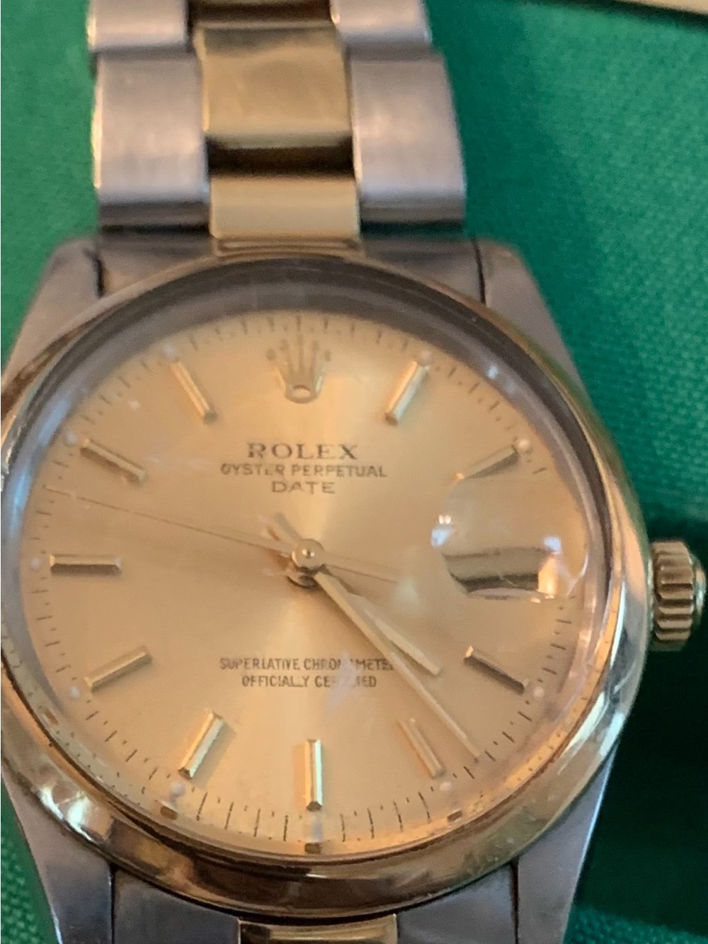 Authentic Rolex gold and silver men’s watch, logo warranty certificate print
